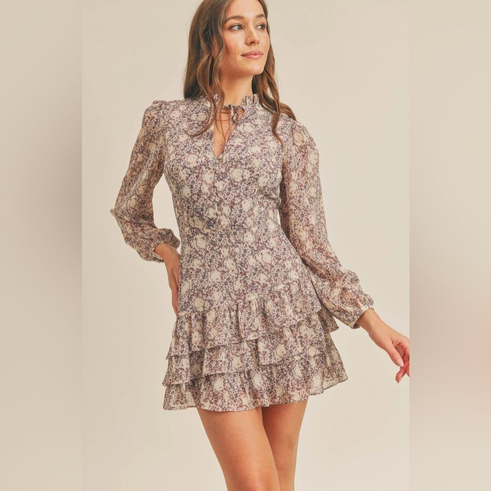 Reset By Jane Peasant Floral Ruffle Mini Dress Lonnie Dress L
